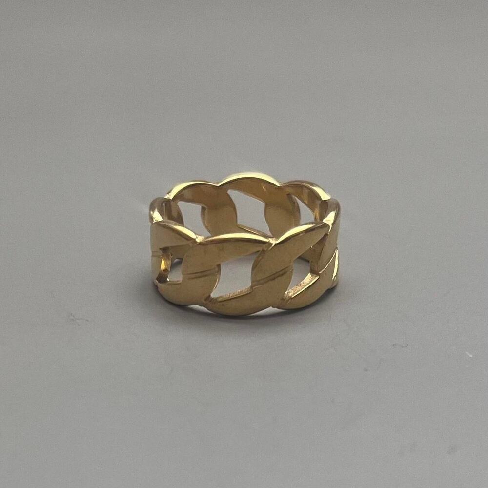 Y2K Vintage Gold Cuban Ring – Size 8, Unisex, Brand New